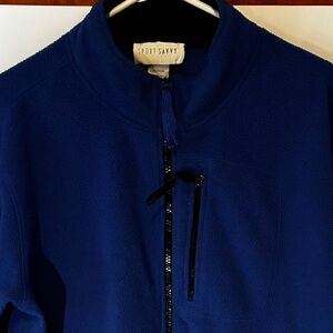 Vintage Sport Savvy Royal Blue Top And Bottom Zipper With Pockets Fleece Jacket
